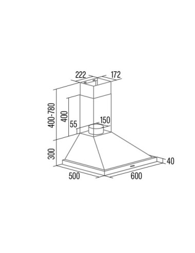 Cata Campana Beta Pro 6000 BK 60cm 3 Velocidades 621 m³/h Negro Clase A