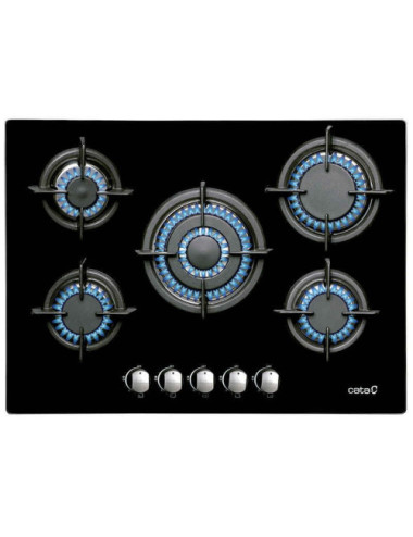 Cata Placa Gas L-7005 CI 70cm Cristal Negro 5 Zonas Integrable