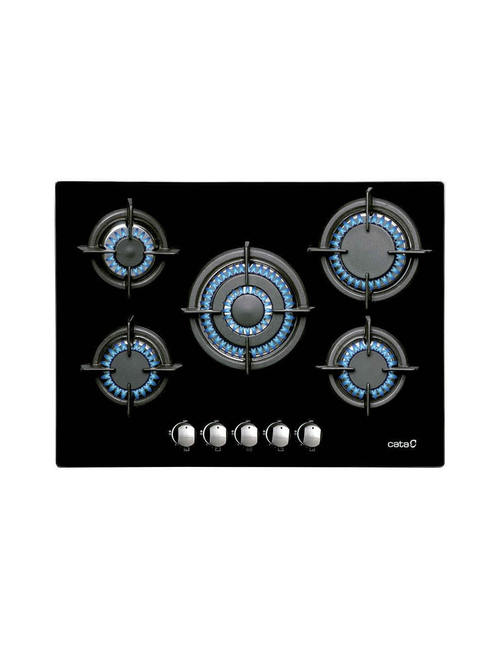 Cata Placa Gas L-7005 CI 70cm Cristal Negro 5 Zonas Integrable Cata Placa Gas L-7005 CI 70cm Cristal Negro 5 Zonas Integrable