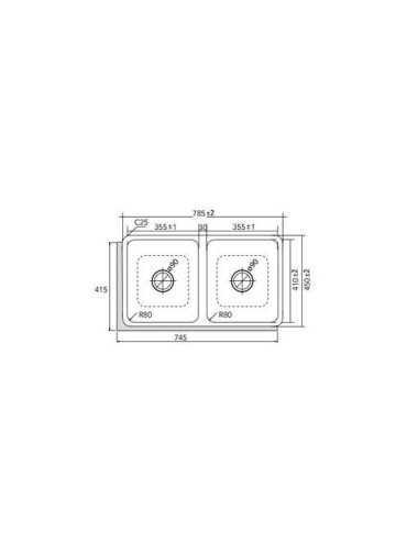 Cata Fregadero CB-2 Inox 2 Cubetas Bajo Encimera 90cm Acero AISI 304