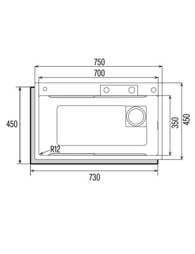 Cata Fregadero Sobre Encimera CDC 75 40 SBK 1 Cuenco Inox 75x45 cm Negro