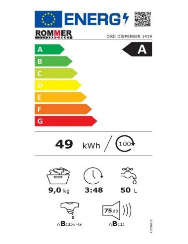 ROMMER LAVADORA A1419 FRO/9KG/1400 RPM CLASE A PROFESIONAL
