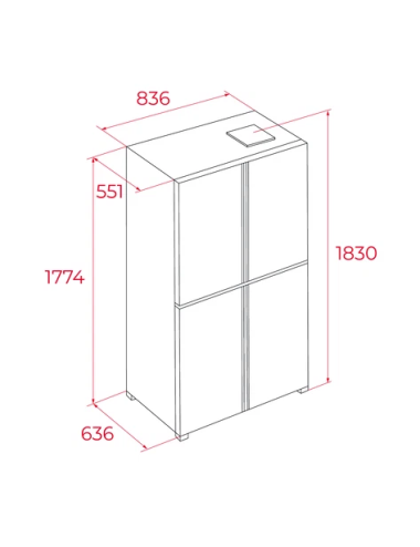 Teka Frigorífico Americano RMF 75820 GBK 4 Puertas Total No Frost Motor Inverter Cristal Negro Clase E