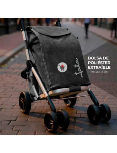 JATA CARRO COMPRA HCAR-2502 4 RUEDAS + BOLSA TERMICA GRIS