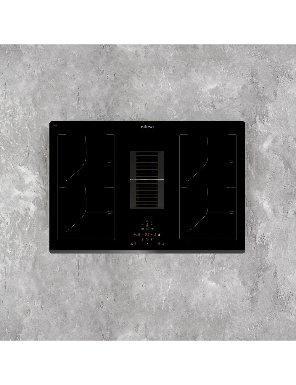 Edesa Placa Inducción EIS-7423 DD R 77cm 4 Zonas Cristal Negro Clase A