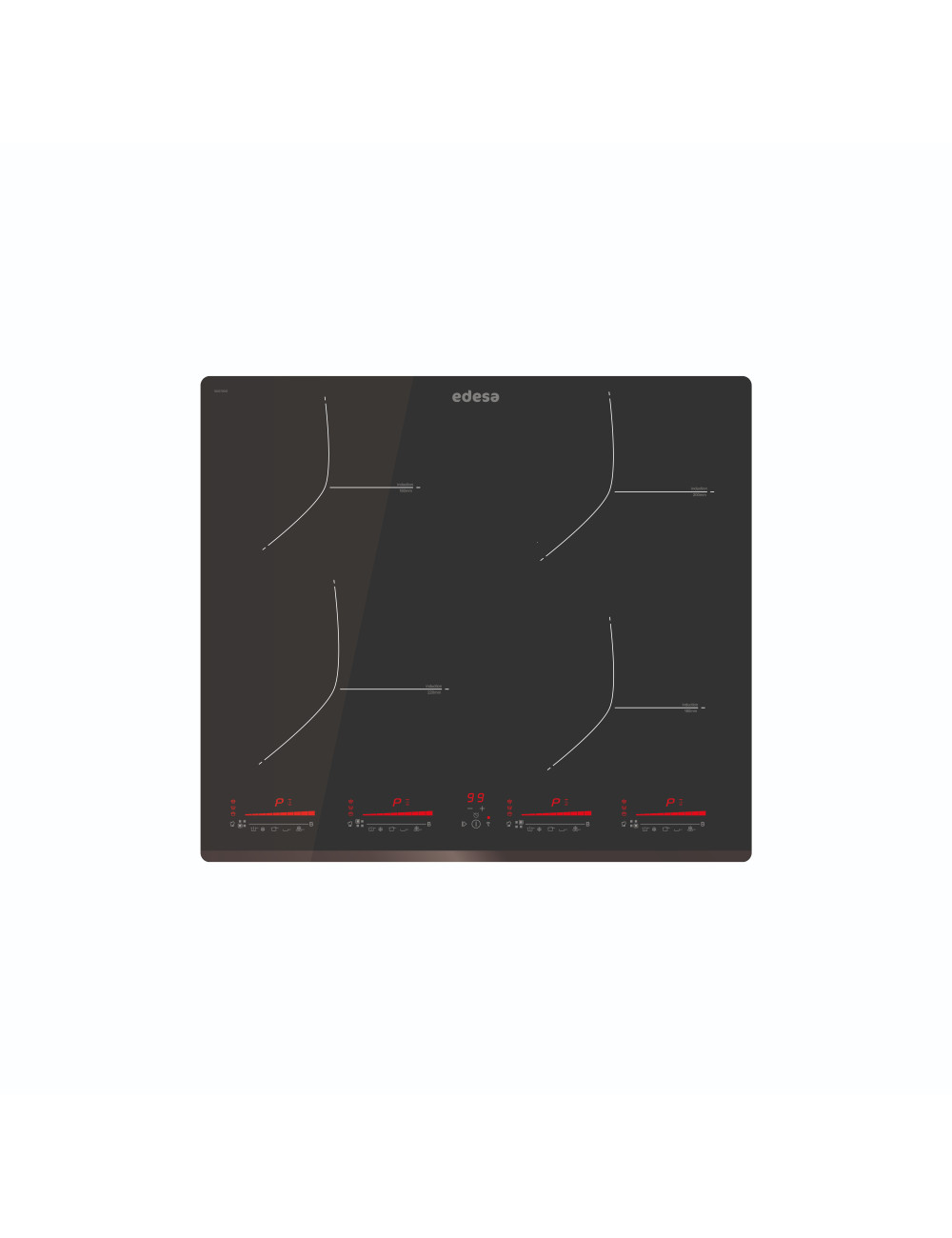 Edesa Placa Inducción EIM-6422 B 4 Zonas Slider Touch Vidrio Negro 90cm