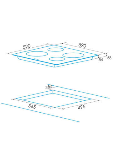 Edesa Placa Inducción EIM-6422 B 4 Zonas Slider Touch Vidrio Negro 90cm