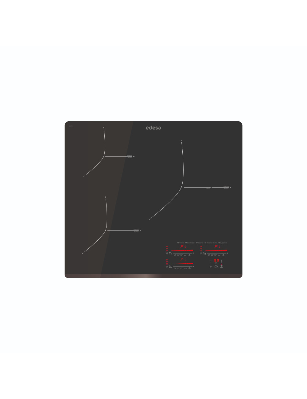 Edesa Placa Inducción EIMS-6330 B BK 3 Zonas Vidrio Negro Slider 7,1kW