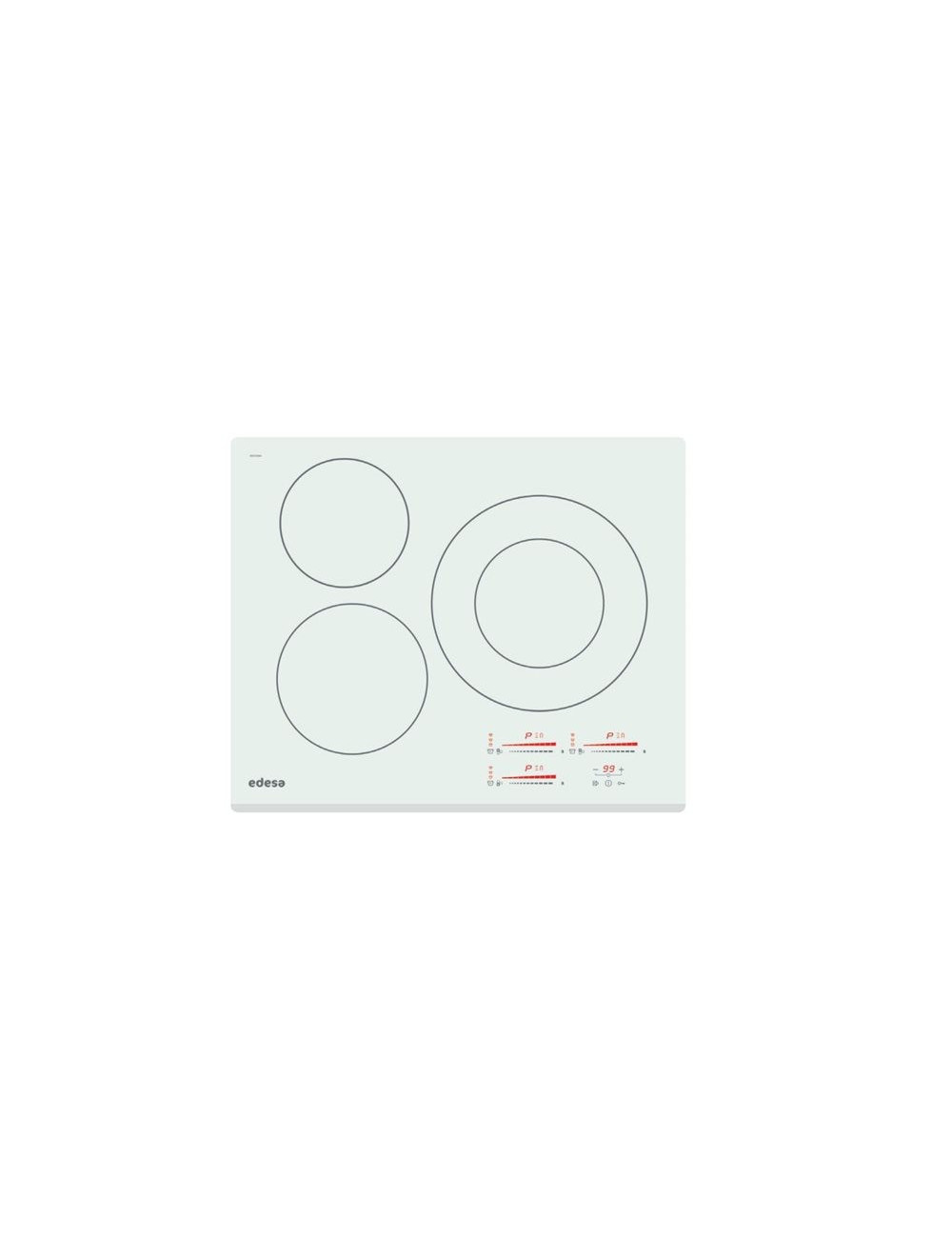 Edesa Placa Inducción EIMS6330BWH 3 Zonas 59 cm Bisel Frontal Blanca