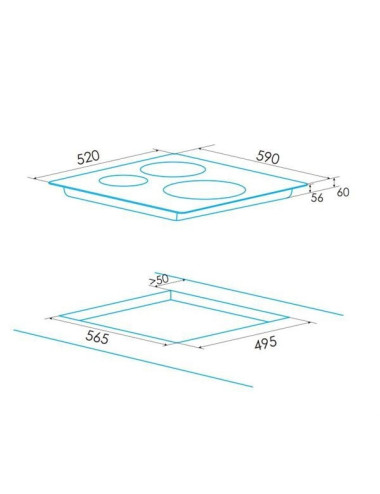 Edesa Placa Inducción EIMS6330BWH 3 Zonas 59 cm Bisel Frontal Blanca