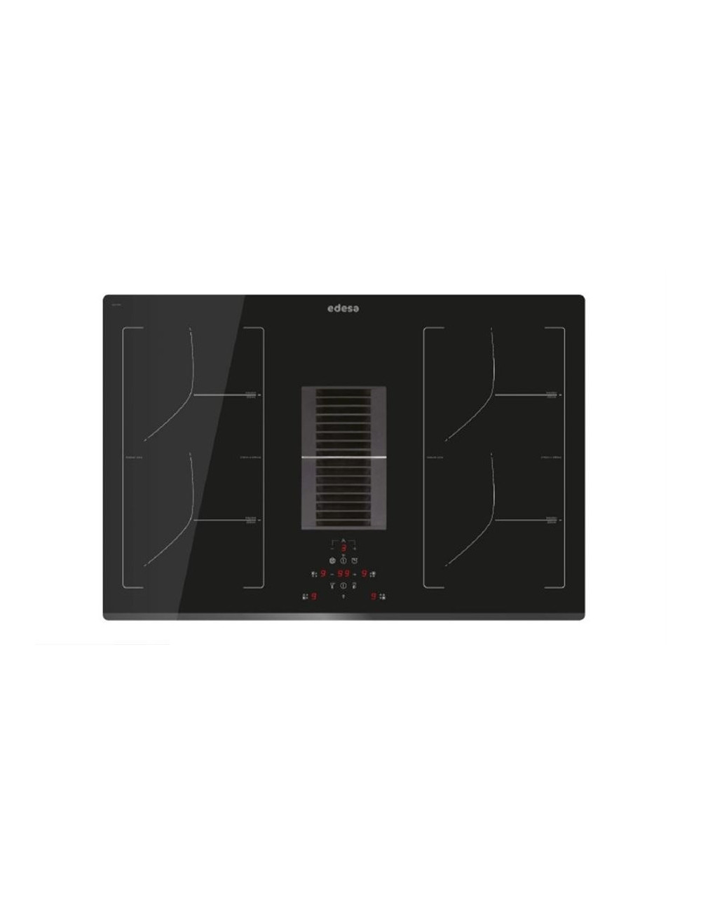 Edesa Placa Inducción EIS-7423 DD R 77 cm 4 Zonas Negro Con Extractor