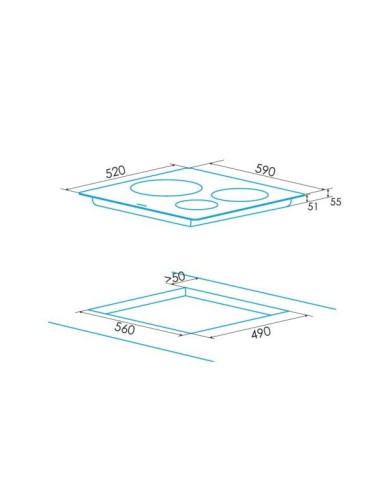 Edesa Placa de Inducción EIR6331BA 60 cm 3 Zonas Negra Bisel Frontal