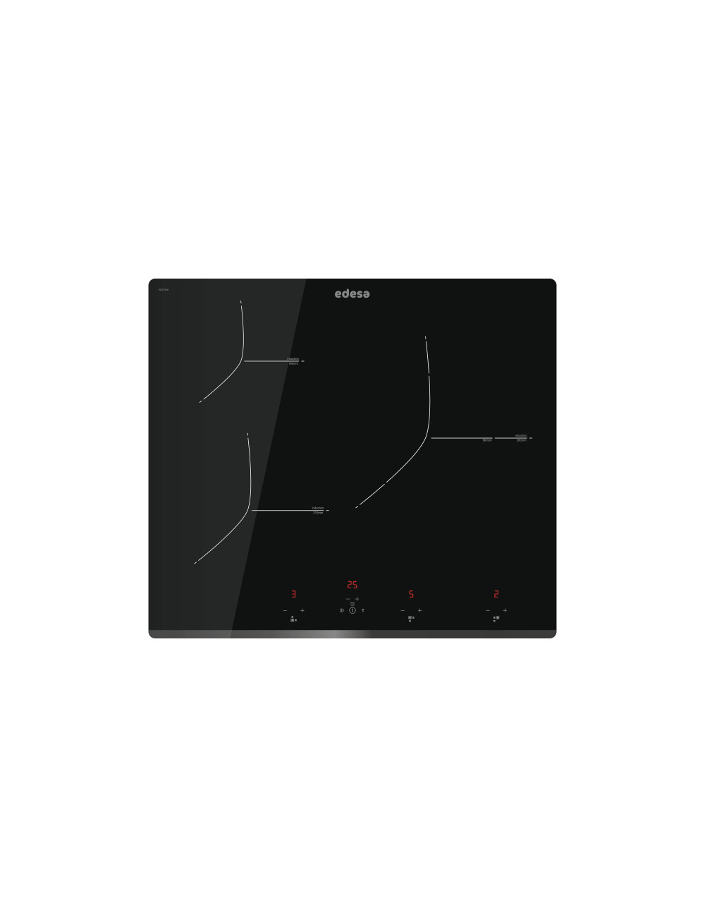 Edesa Placa inducción EIT‑6328 R 3 zonas Negra 59 cm 7,1 kW