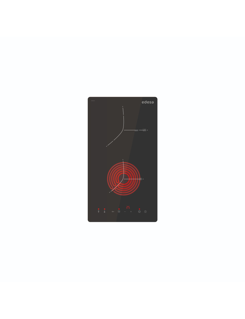 Edesa Placa Vitrocerámica EVT-3220 B 29 cm Negra 2 Zonas Slider Touch
