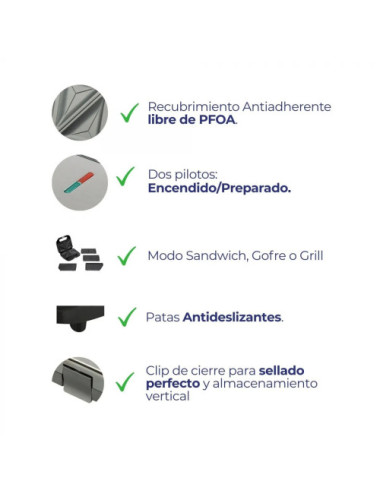 JATA SANDWICHERA JESW-2010 3 EN 1 PLACAS INTERCAMBIABLES 750W