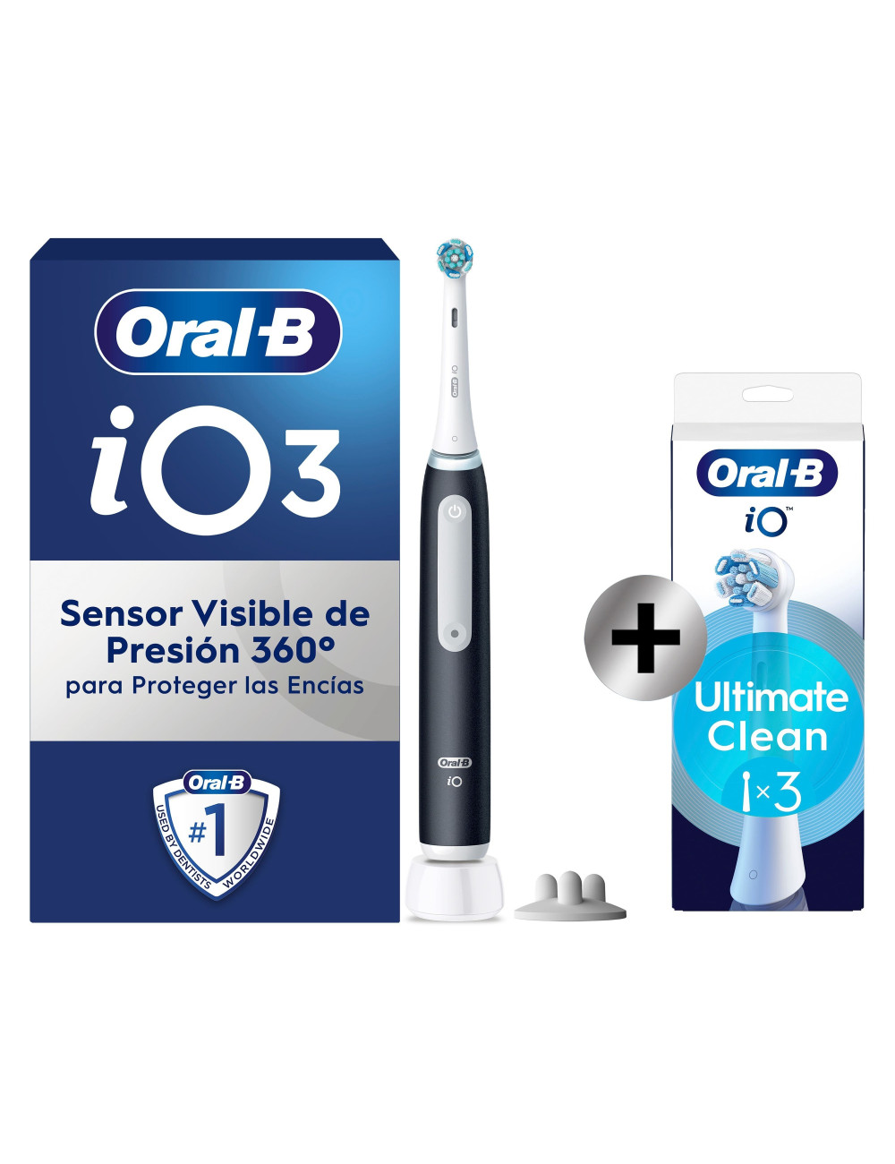 BRAUN CEPILLO DENTAL IO3 NEGRO + ESTUCHE VIAJE + 3 RECAMBIOS