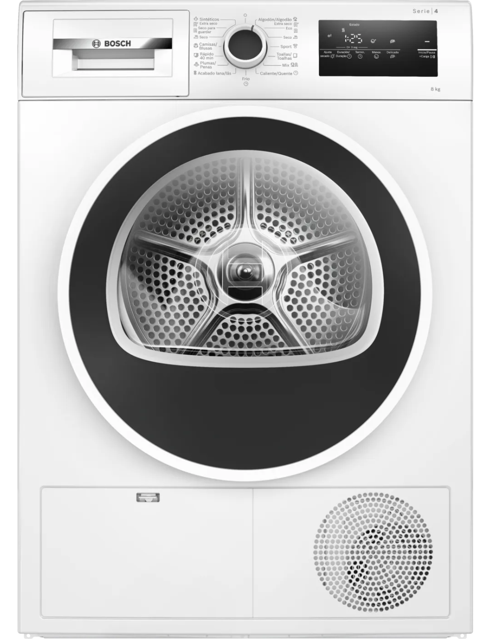 Bosch Secadora WTR83200ES Bomba de Calor 8kg Inox Anticrease Clase E
