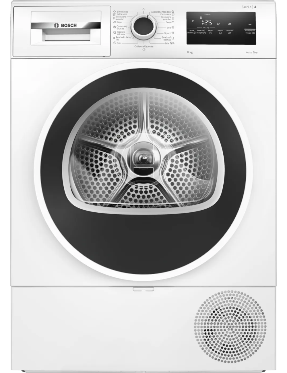 BOSCH Secadora Carga Frontal WTR85V00ES 8kg Bomba de Calor AutoDry Blanco Clase D