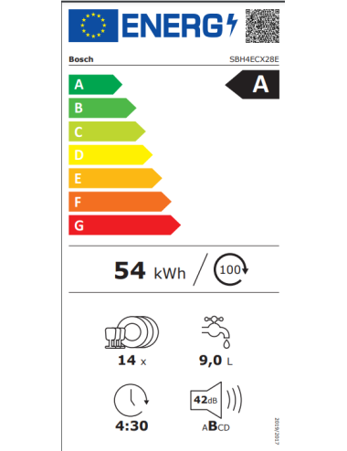 Lavavajillas integrable Bosch SBH4ECX28E Serie 4 14 Servicios Clase A