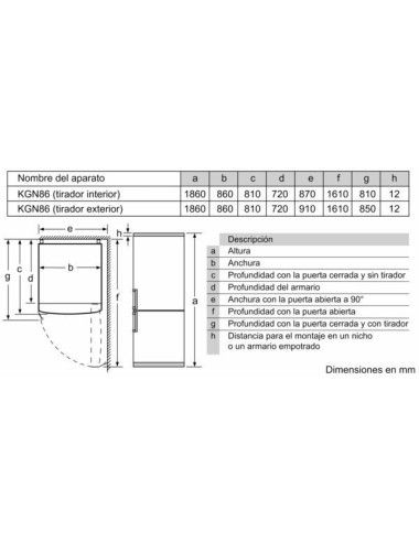 Frigorífico Combi Bosch KGN86AIDR 631L Inox NoFrost VitaFresh D Libre Instalación 186x86cm