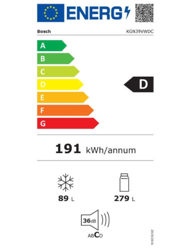Bosch Frigorífico Combi KGN39VWDC 368L NoFrost Blanco 203cm VitaFresh Clase D