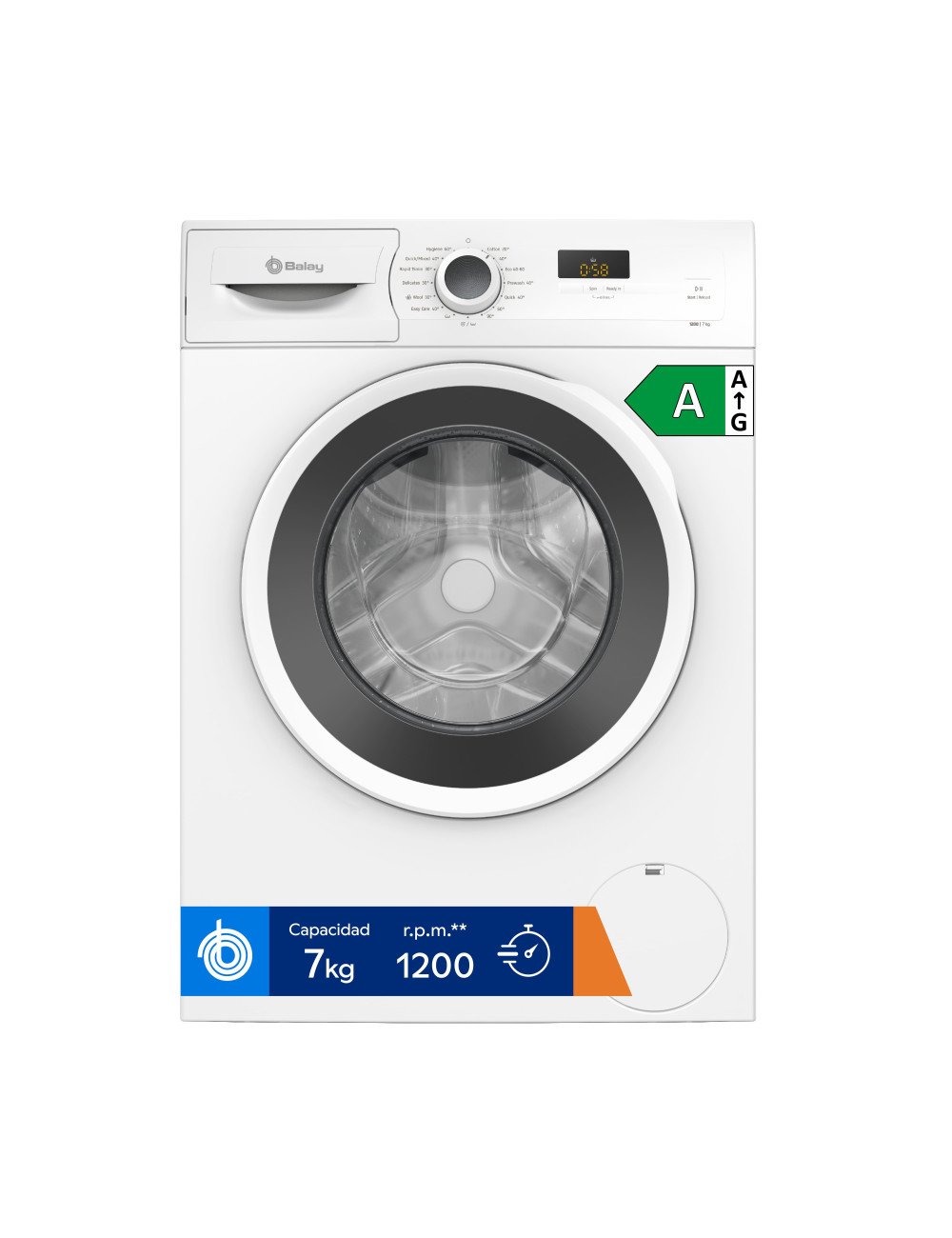 Balay Lavadora Carga Frontal 3TS282B 8 kg 1200 Rpm Blanca Motor ExtraSilencio Clase A