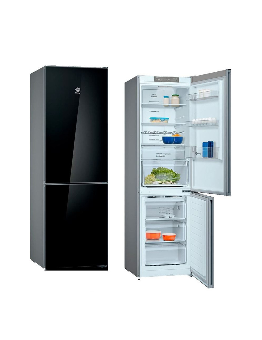 Balay Frigorífico Combi 3KFD565NI 308 L No Frost Cristal Negro 176 cm Clase D