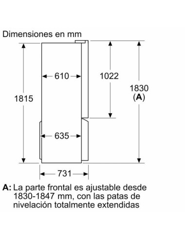 Balay Frigorífico Americano 3KME598XI 368 L No Frost Acero Antihuellas 186 cm Clase D