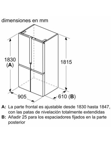 Balay 3KME592XI Frigorífico Americano 3KME592XI 605 L No Frost Acero Antihuellas 183 cm Clase E