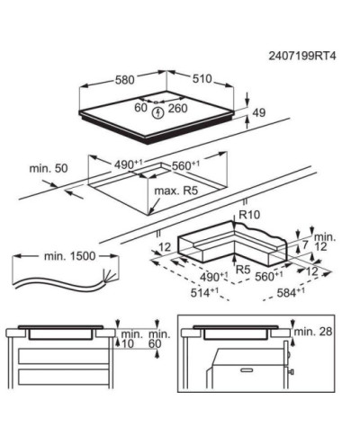 Electrolux EIT61336CT Placa Inducción SaphirMatt SE 60 cm 3 Zonas Hob2Hood