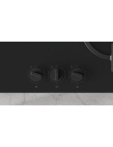 Placa de gas Balay 3ETG663RB Cristal Negro 60 cm 3 Zonas Wok GasStop FlameSelect