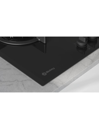 Placa de gas Balay 3ETG663RB Cristal Negro 60 cm 3 Zonas Wok GasStop FlameSelect