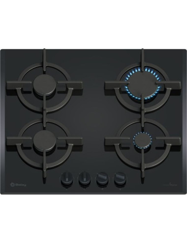 Balay 3ETG664RB Placa de gas 60 cm Negro Cristal Templado 4 Zonas Gas Stop Mandos