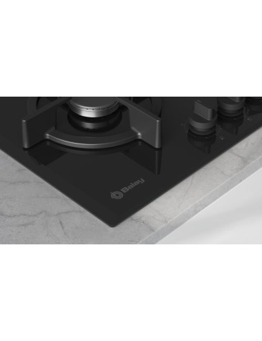 Balay 3ETG664RB Placa de gas 60 cm Negro Cristal Templado 4 Zonas Gas Stop Mandos