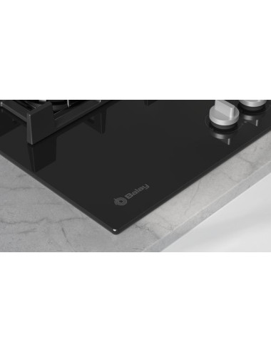 Balay 3ETG563QB Placa de Gas 60 cm Cristal Negro 3 Zonas Wok GasStop Integrada
