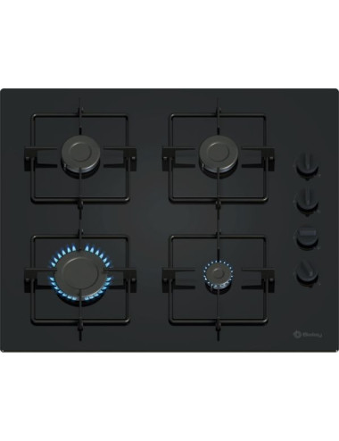 Balay 3ETG464SB Placa Gas 60 cm Cristal Negro 4 Zonas Encastrable GasStop Integrado