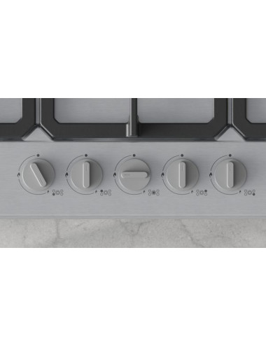 Balay 3ETX576CB Placa de Gas 5 Zonas 75 cm Inox GasStop Wok Parrillas Fundición