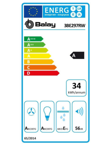 Campana de techo Balay 3BE297RW Blanco 90 cm 798 m³/h LED Clase A