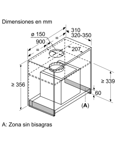 Campana Balay 3BD896MX Integrable 90 cm Inox Cristal 620 m³/h LED Clase A