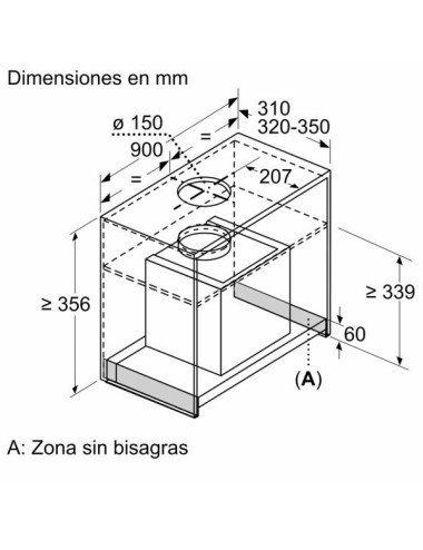 Balay 3BD896MN Campana Integrable 90cm Negra Visera Cristal 620m³/h LED Clase A
