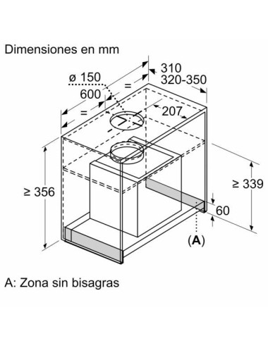 Balay Campana Integrable 3BD866MN 60cm Negra 620m3/h Clase A