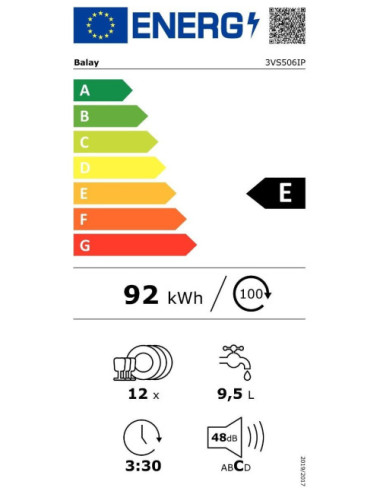 Balay 3VS506IP Lavavajillas 60 cm Inox 12 Servicios Pausa Carga Eficiencia E