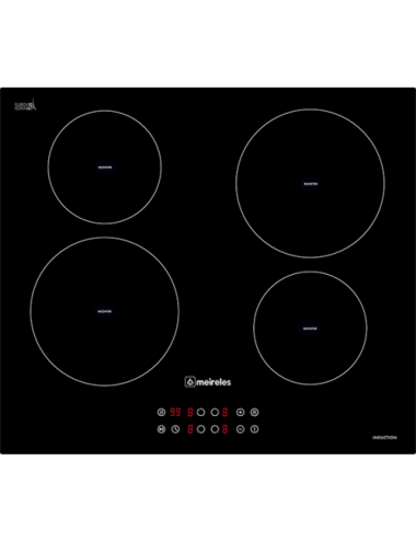 MEIRELES mi 1605 Placa Inducción MI 1505 60cm Negra 4 Zonas Touch Control Slider