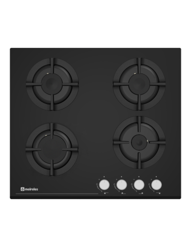 Meireles Placa Gas MVG 4642 N 60 cm Cristal 4 Zonas Negra Acendido Electronico