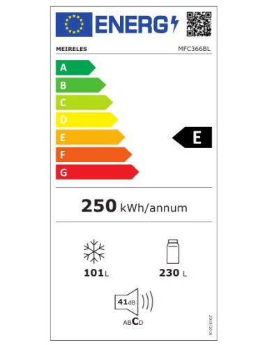 Meireles MFC 366 BL.1 Frigorífico Combinado Libre Instalación 190 × 60 × 190 cm No Frost Total 351 L Negro Ion Tech LED Clase E
