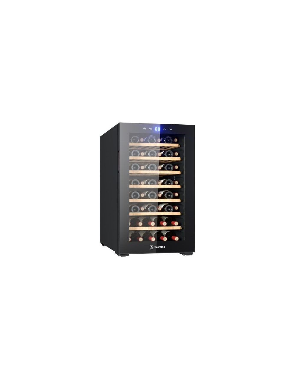 Vinoteca libre instalación MEIRELES MVT UNO 52 Garrafas 131 L Negro Touch LED Cristal Temperado Clase G