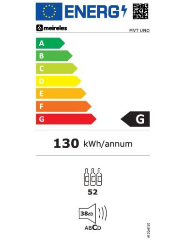 Vinoteca libre instalación MEIRELES MVT UNO 52 Garrafas 131 L Negro Touch LED Cristal Temperado Clase G