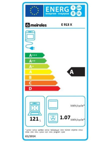 Meireles Cocina Mixta E 913 BL 5 Quemadores Gas Horno 121L Negro 90cm Clase A
