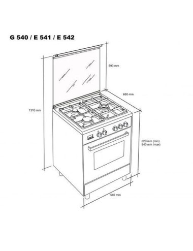 Meireles Cocina Gas G 540 W 4 Quemadores Horno Eléctrico Blanco Clase A