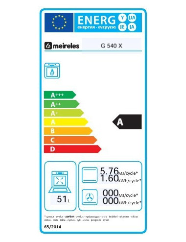 Meireles Cocina Gas G 540 X 4 Quemadores Horno Eléctrico Inox Clase A